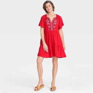 Knox Rose Short Sleeve Embroidered Dress Size XS NWT